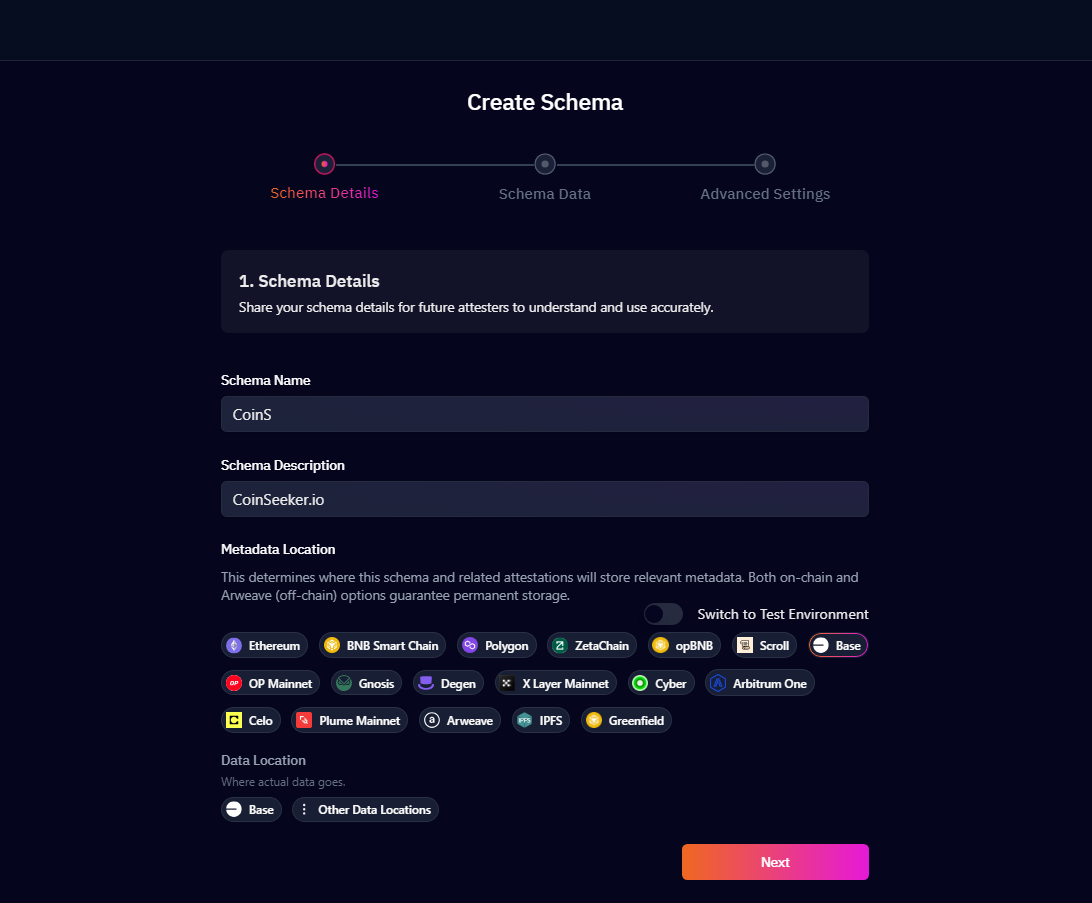 Sign Schema Creation